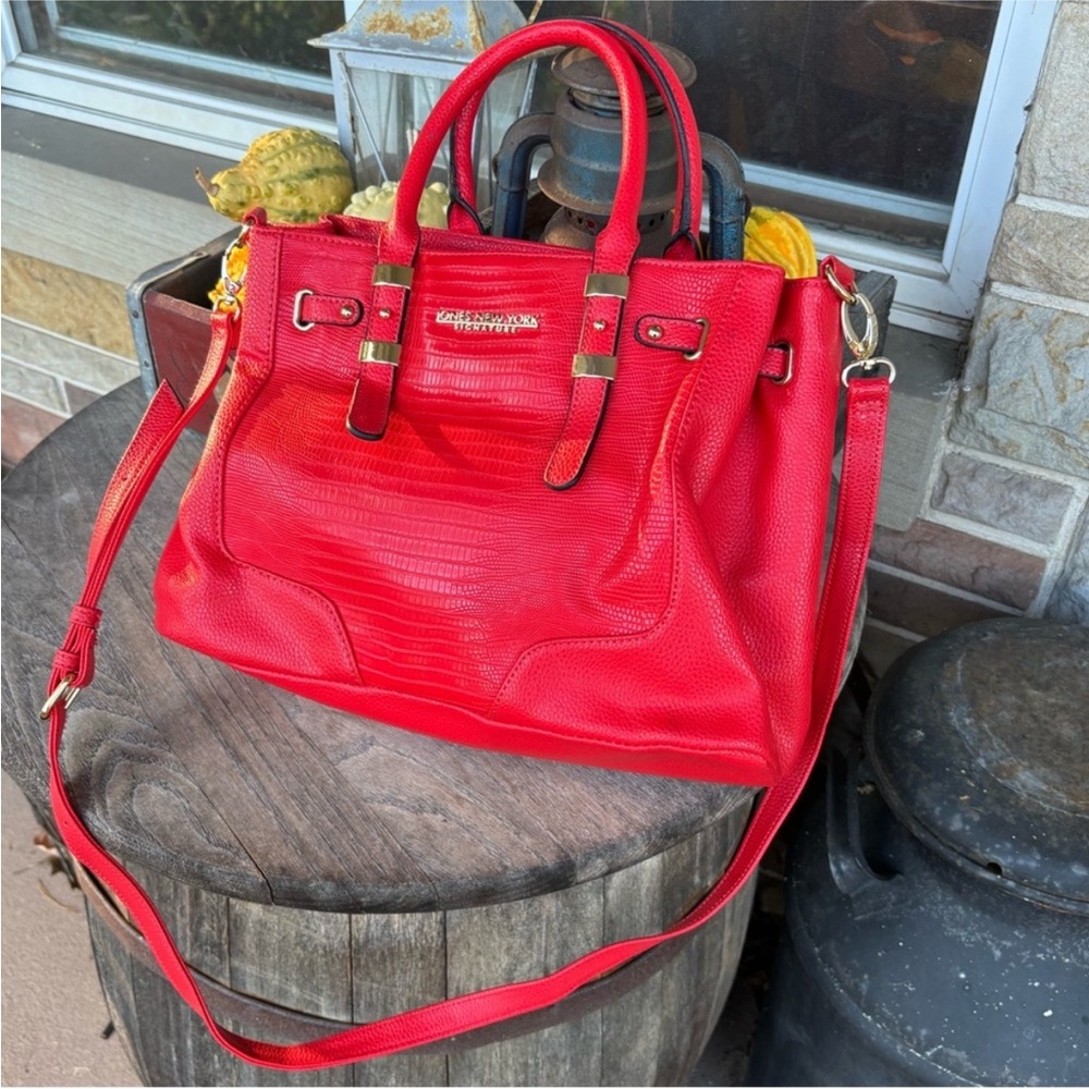Jones New York Signature‎ Reptile Embossed Vegan Leather Satchel